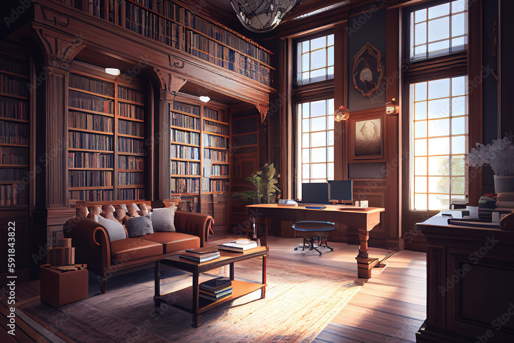 Isometric library illustration. Generative Ai Isometric library illustration. Generative Ai