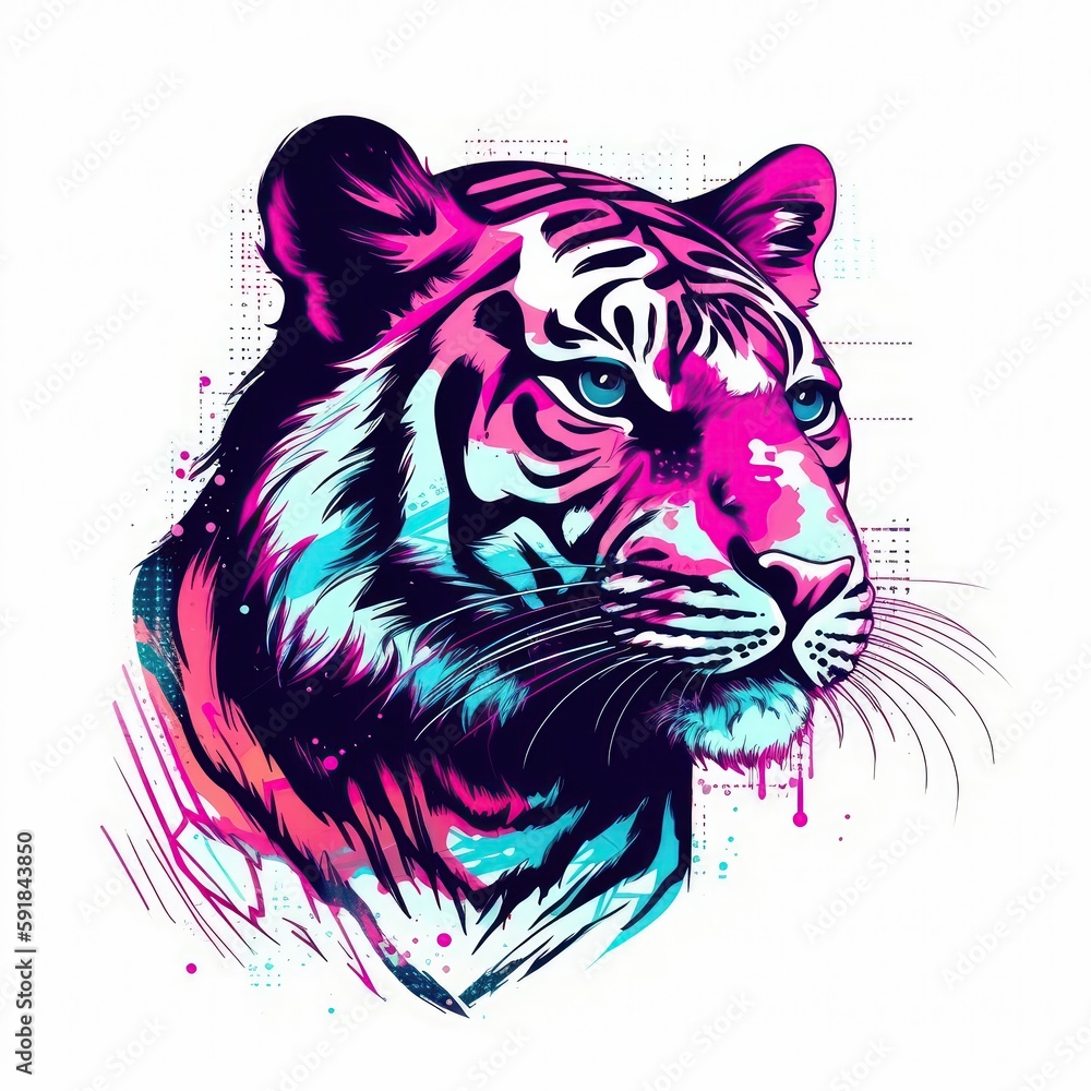 Tiger White Background Logo. Generative AI