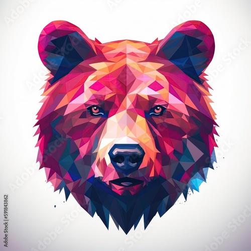 Bear On White Background Logo. Generative AI photo