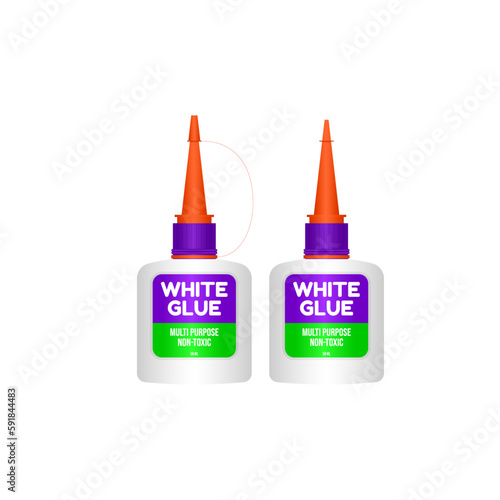 set of glue sticks bottle tube or glue packages stationary isolated
