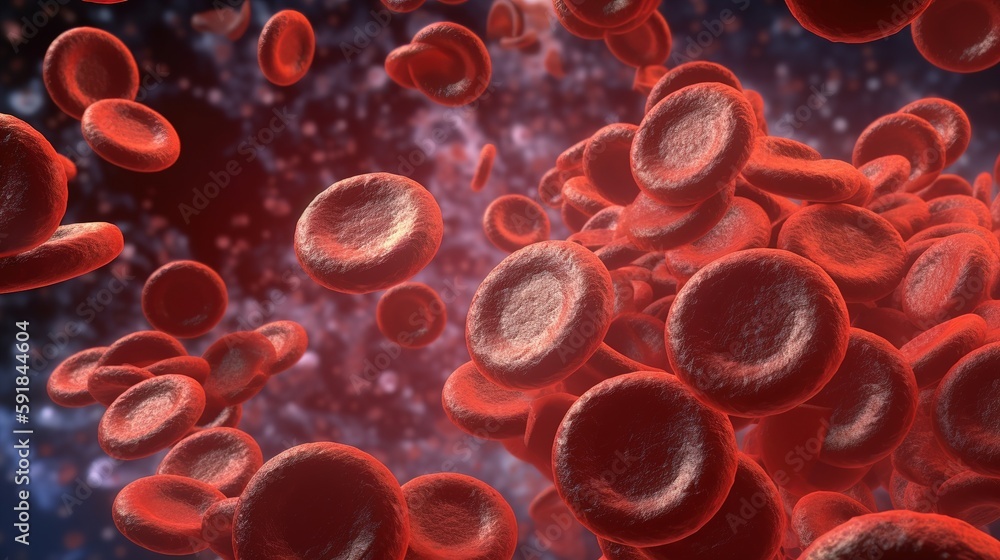 Blood cells in the body, erythrocytes close-up. AI generated Blood cells in the body, erythrocytes close-up. AI generated