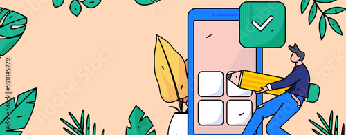 Sign in people flat vector concept operation hand drawn illustration
