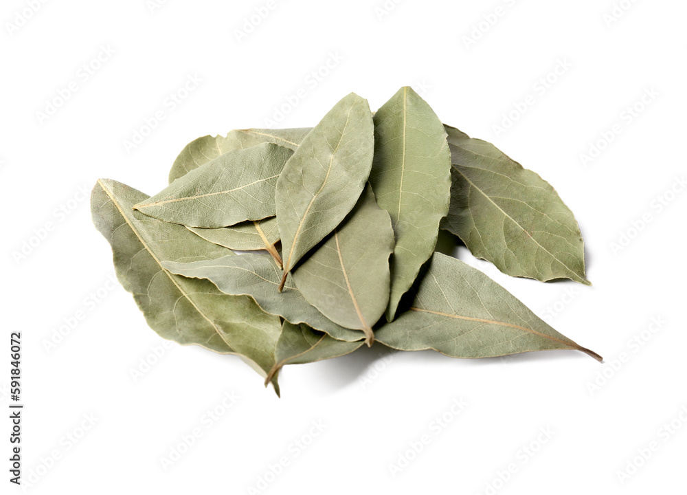 Pile of aromatic bay leaves on white background Pile of aromatic bay leaves on white background