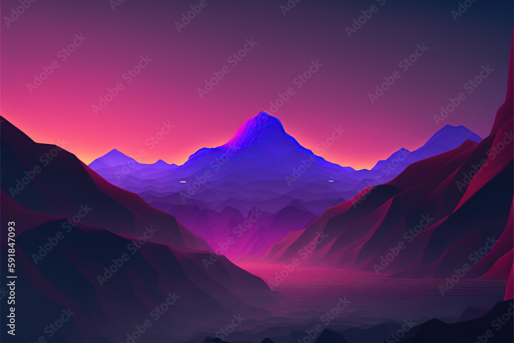 Colourful Mountain, Generative AI, Illustration