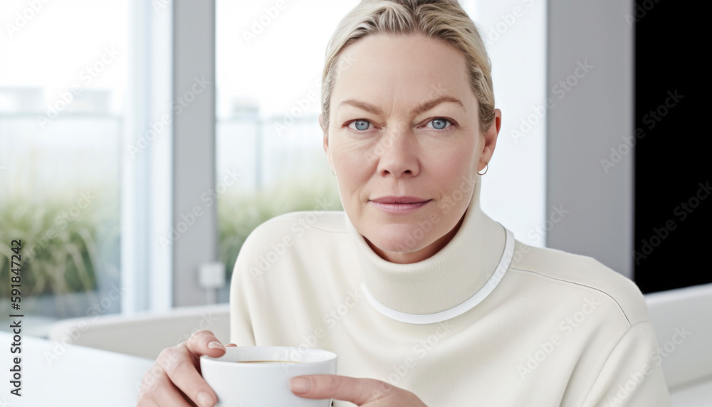 Woman in her apartment enjoying her cozy lifestyle. AI generated Woman in her apartment enjoying her cozy lifestyle. AI generated