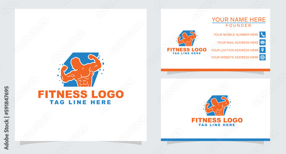 Free vector fitness logo template design
