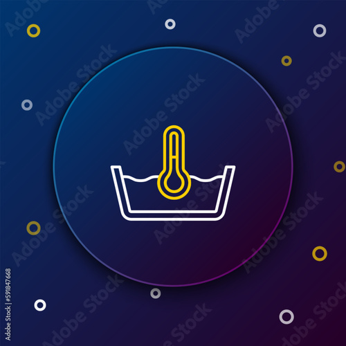 Line Temperature wash icon isolated on blue background. Temperature wash. Colorful outline concept. Vector