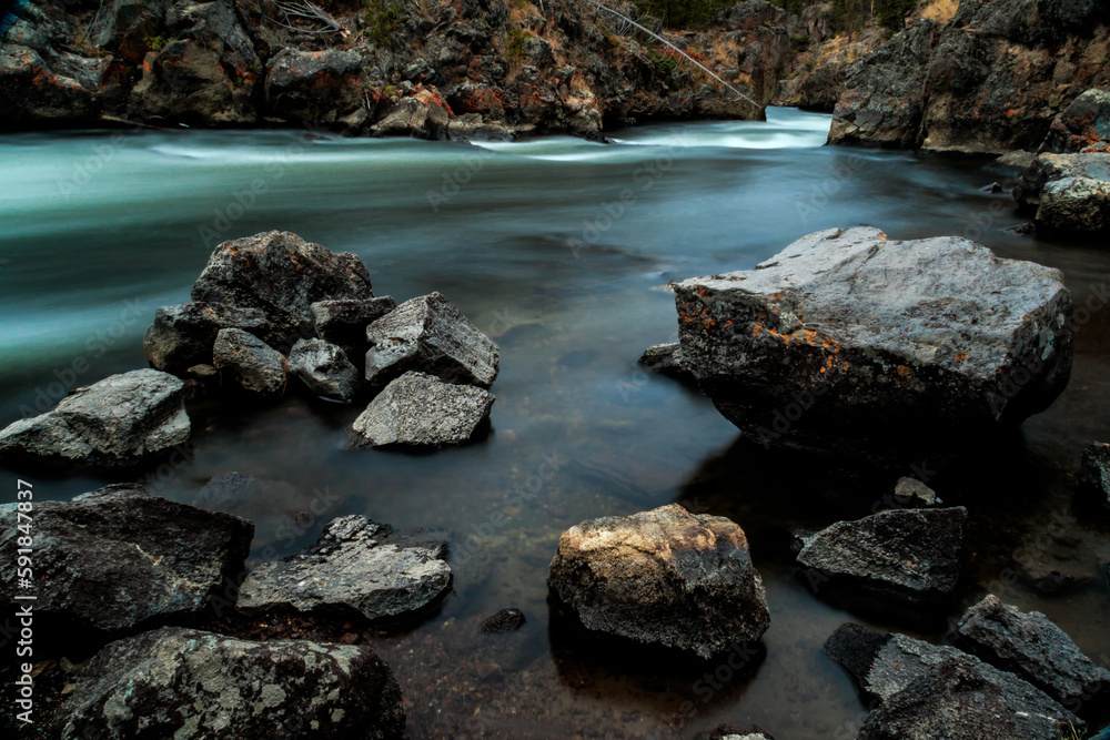 Long exposure of Firehole River in Yellowstone National Park, Montana, United States Long exposure of Firehole River in Yellowstone National Park, Montana, United States