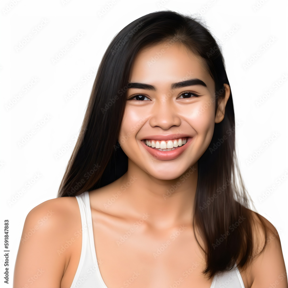 smiling poc woman isolated on white background, made with generative ai smiling poc woman isolated on white background, made with generative ai