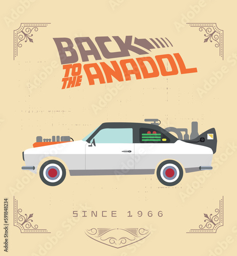 Classic turkish car named Anadol. Back to the future Themed Retro Poster