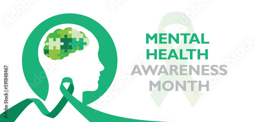 Mental health awareness month, vector illustration for poster, banner,print, web