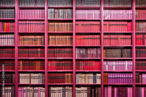 texture. a shelf of old pink books. retro background, library archive. ai generative