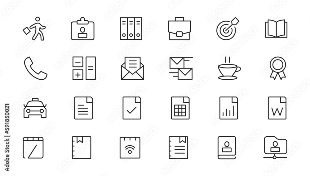 Office workspace elements - thin line web icon set. Outline icons collection. Simple vector illustration. Office workspace elements - thin line web icon set. Outline icons collection. Simple vector illustration.