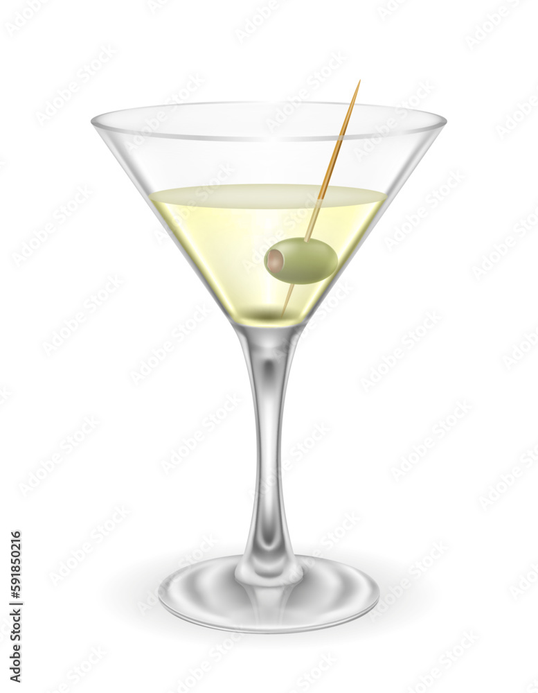 martini cocktail alcoholic drink glass vector illustration