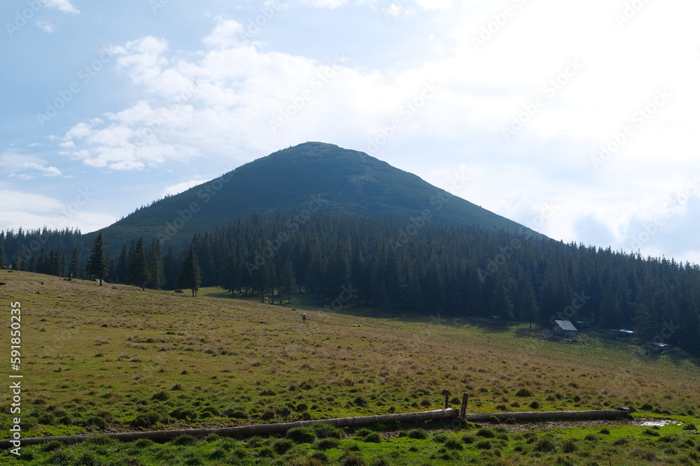 Gorgany - mountain range in Western Ukraine. View to Hamster mount