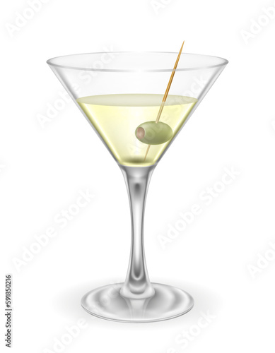 martini cocktail alcoholic drink glass vector illustration