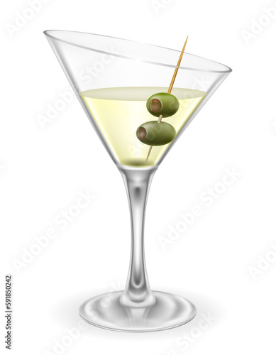 martini cocktail alcoholic drink glass vector illustration