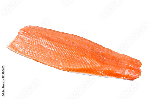Raw salmon fillet. Organic fish. Isolated, transparent background