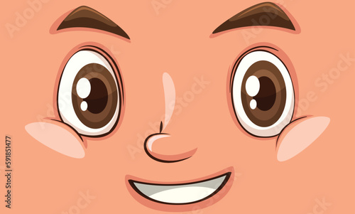 face of a child, smilling kid expression, happy boy face, vector eyes, smilling teeth, eyebrows, nose