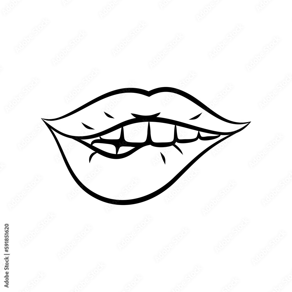 Sexy black bite lips sign icon vector illustration Sexy black bite lips sign icon vector illustration
