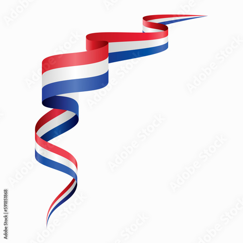 Dutch flag wavy abstract background. Vector illustration.