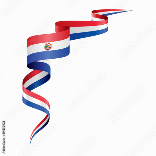 Paraguayan flag wavy abstract background. Vector illustration.