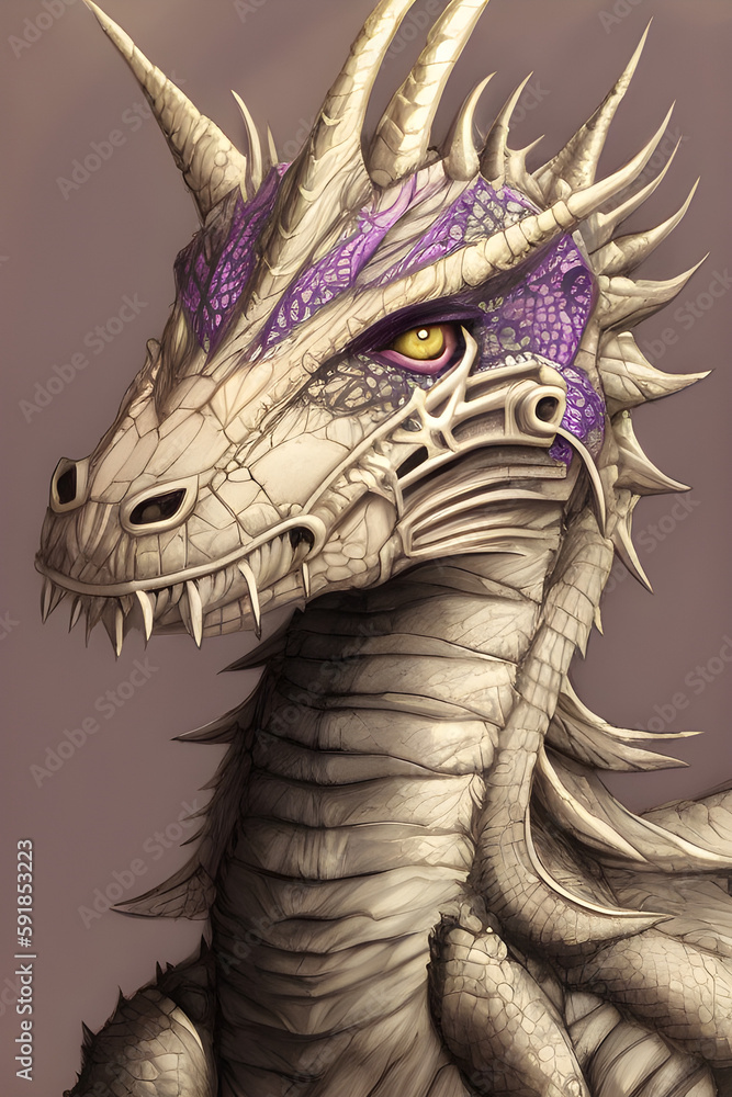 Head of a dragon close-up, fantasy creature. generative AI Head of a dragon close-up, fantasy creature. generative AI