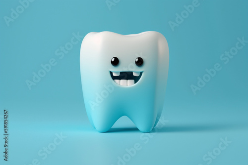 smile white tooth cartoon figure. Generative AI