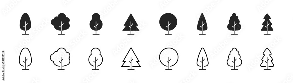 Trees set. Forest trees Icon. Trees set. Forest trees Icon.