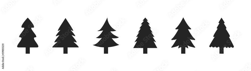 Trees set. Forest trees Icon.