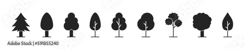 Trees set. Forest trees Icon.