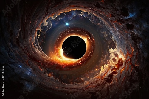 black hole surrounded by a galaxy of stars. Generative AI