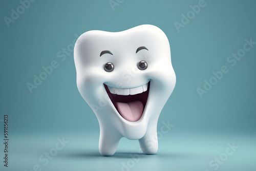 happy tooth cartoon character. Generative AI