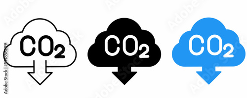carbon dioxide emissions reduction icon set isolated on white background.co2 emissions reduction vector illustration