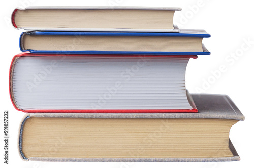 Stack of books. Tail edges of the book.