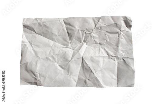 Wrinkled white paper on transparent background