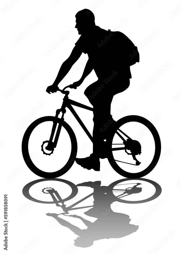 Fototapeta premium Sport people whit bike on white background