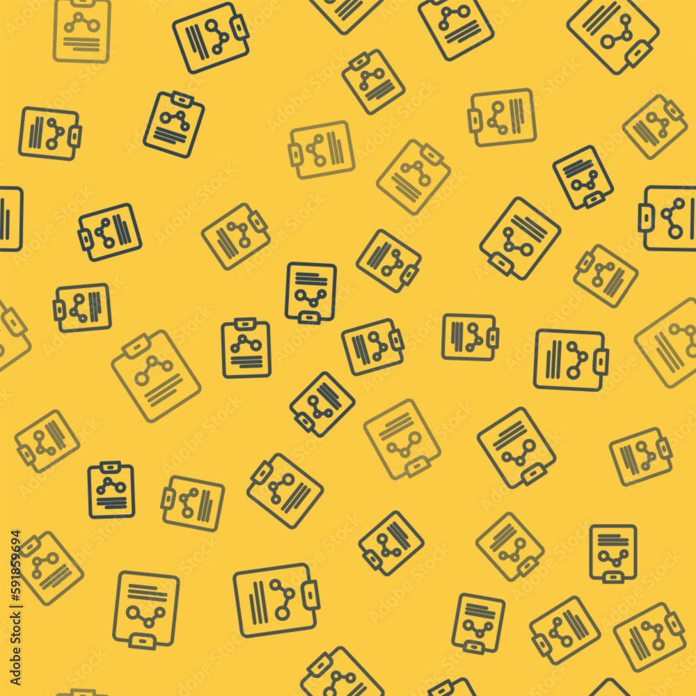 Blue line Chemistry report icon isolated seamless pattern on yellow background. Vector Blue line Chemistry report icon isolated seamless pattern on yellow background. Vector