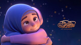 Adorable Disney Style Avatar of Muslim Girls Hugging and Wishing Each Other for Eid Mubarak Concept, Generative AI.