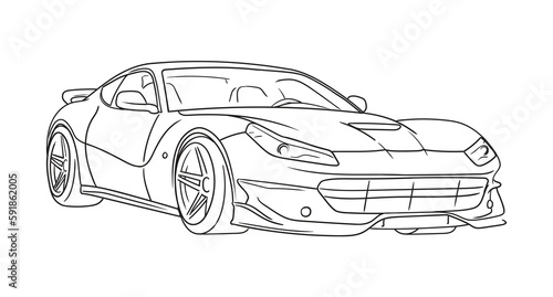 Sports car, modern design roadster. Vector illustration isolated on white background