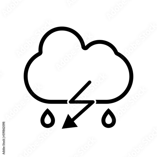 Thunderous Cloud and Thunderbolt Icon for Stormy Weather Apps