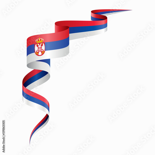 Serbian flag wavy abstract background. Vector illustration. photo