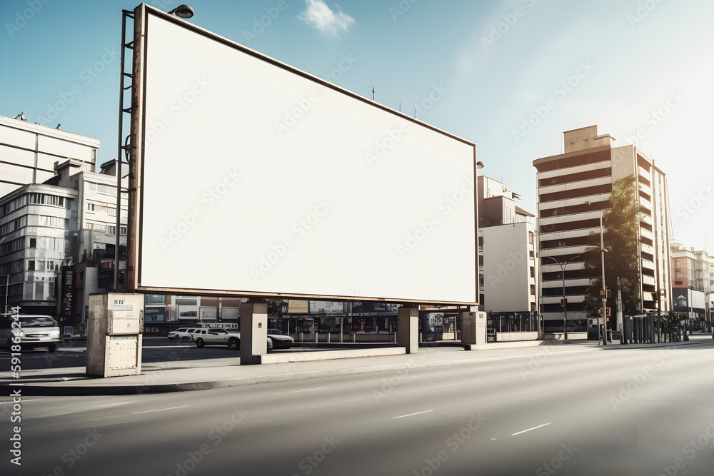 Maximizing Your Advertising Impact: Blank Canvas Billboard in Modern City Maximizing Your Advertising Impact: Blank Canvas Billboard in Modern City