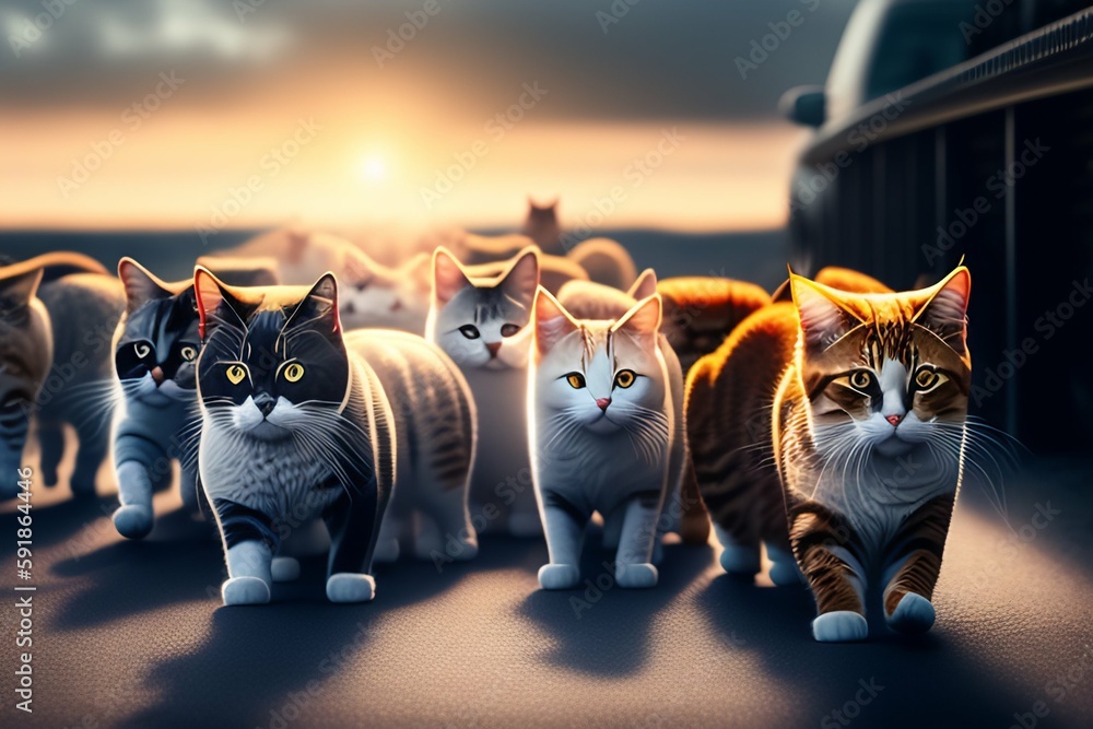 Obraz premium two cats on the roof