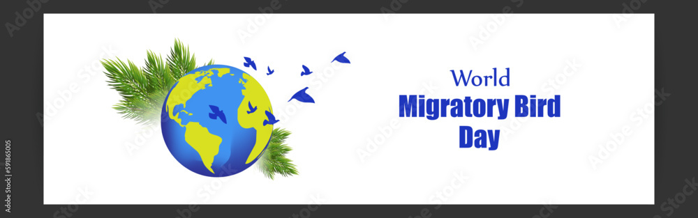 Vector illustration of World Migratory Bird Day 13 May social media story feed mockup template post