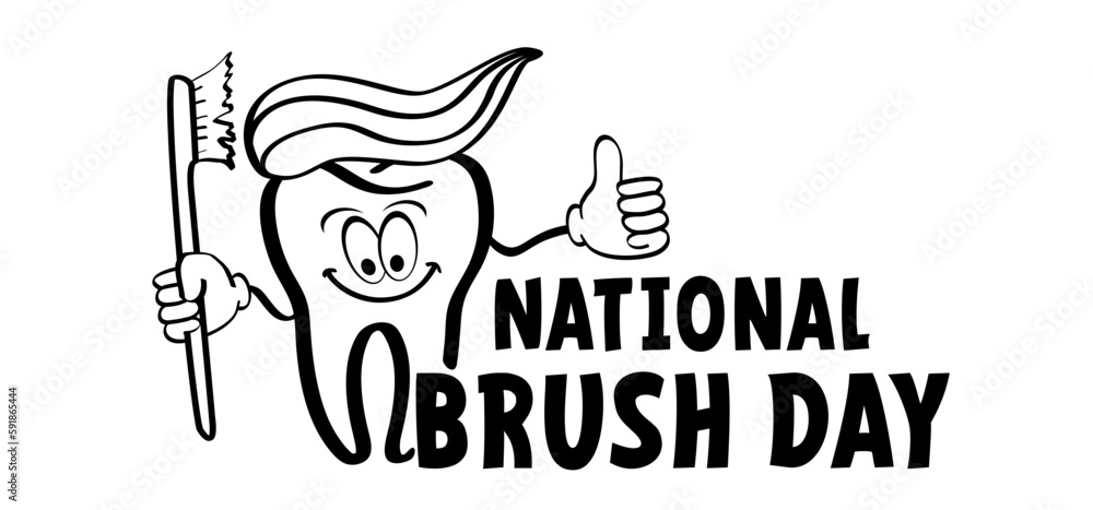 National Brush Day. Cartoon drawing toothbrush and paste. For wash your teeth and molar. Vector toothpaste and tube icon. Teeth brush or tooth brush icon. Dental, mouth hygiene symbol. National Brush Day. Cartoon drawing toothbrush and paste. For wash your teeth and molar. Vector toothpaste and tube icon. Teeth brush or tooth brush icon. Dental, mouth hygiene symbol.