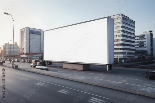 High-Quality Image Billboard in Modern Futuristic City: A Perfect Blank Canvas for Advertising