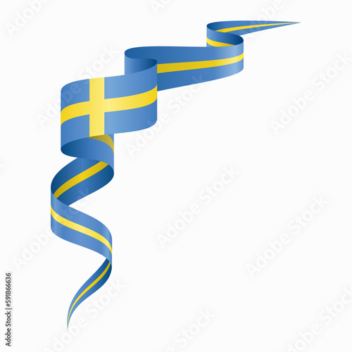 Swedish flag wavy abstract background. Vector illustration.