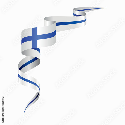 Finnish flag wavy abstract background. Vector illustration.