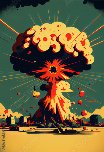 The Power of Destruction: An Illustration of the Atom Bomb, AI Generated